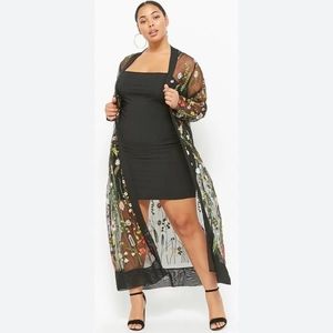 Floral Lace Embroidered Duster Shawl